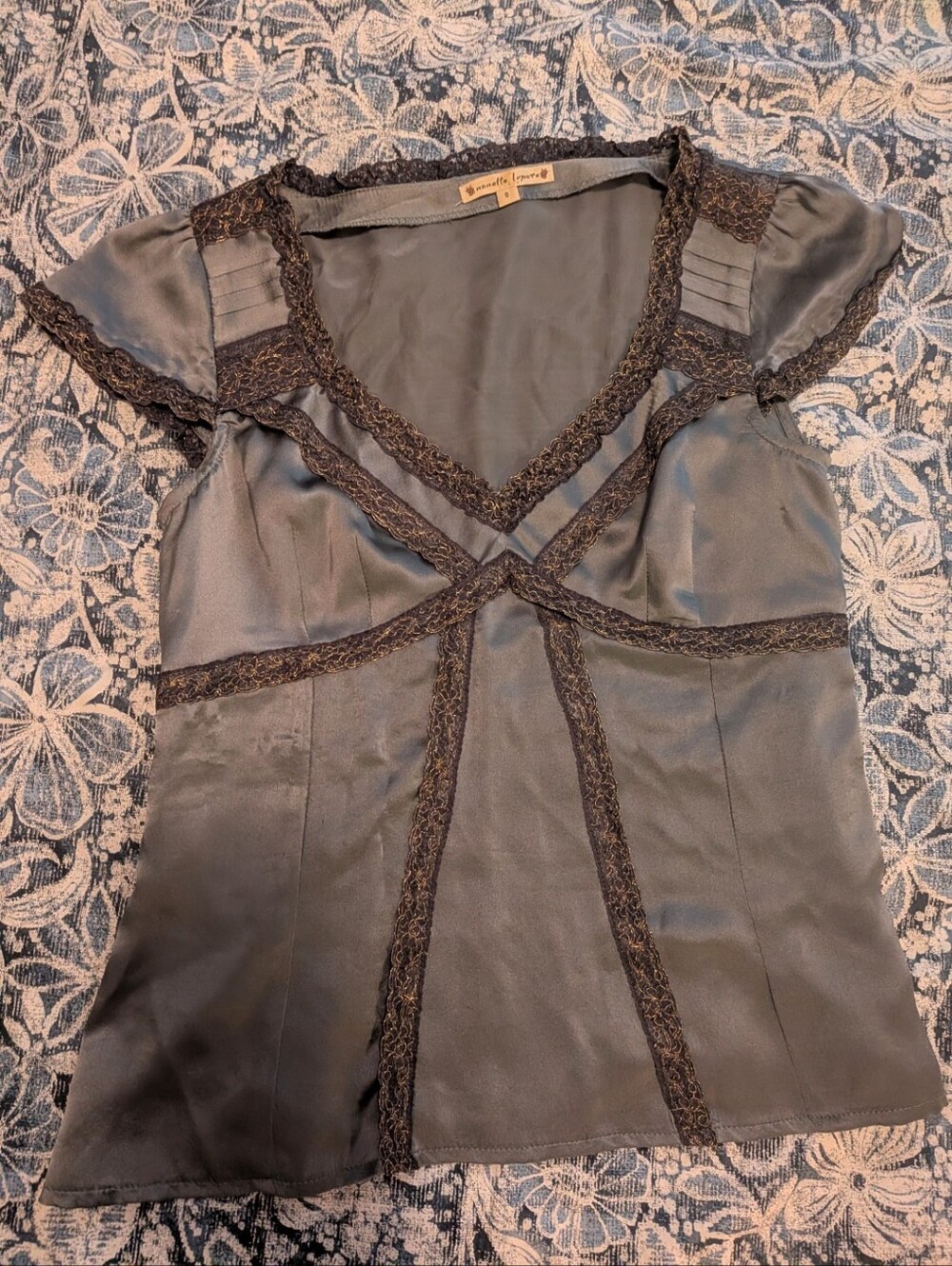 Nanette Lepore Vintage Dusty Blue Blouse